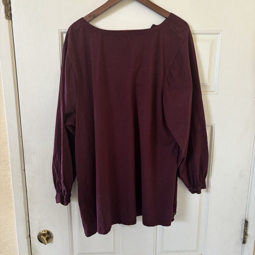 NWT Womens Lane Bryant V Neck Top Red 22 Long Sleeve Bohemian Comfy Capsule Work - Picture 8 of 12